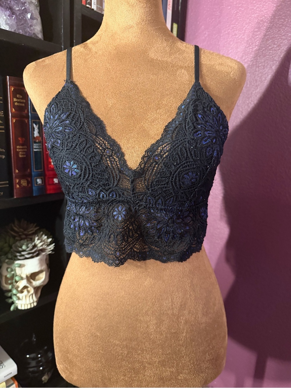 Lace Bralette Crop Top - goth, indiesleeze
